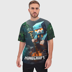 Футболка оверсайз мужская Minecraft персонаж у костра, цвет: 3D-принт — фото 2