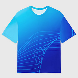 Мужская футболка оверсайз Синий градиент полосы