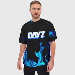 Футболка оверсайз мужская Dayz синий огонь лого, цвет: 3D-принт — фото 2