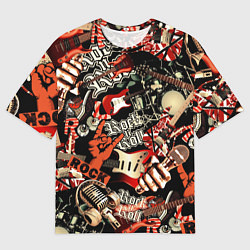 Мужская футболка оверсайз Рок патерн