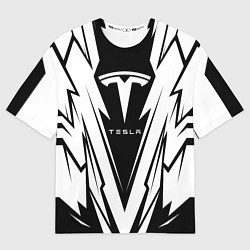 Футболка оверсайз мужская Tesla - black and white, цвет: 3D-принт