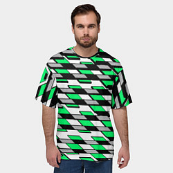Футболка оверсайз мужская Зелёные четырёхугольники на белом фоне, цвет: 3D-принт — фото 2