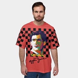 Футболка оверсайз мужская Айртон Сенна гонщик, цвет: 3D-принт — фото 2