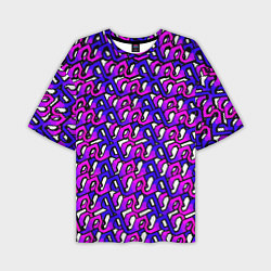 Мужская футболка оверсайз Фиолетовый узор и чёрная обводка