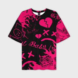 Мужская футболка оверсайз Lil peep pink steel rap