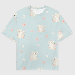 Мужская футболка оверсайз Коалы и цветы