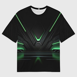 Мужская футболка оверсайз Футуристическая абстракция с зеленым неоновым свет