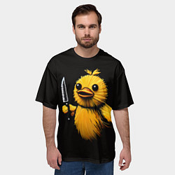 Футболка оверсайз мужская Утка с ножом мем, цвет: 3D-принт — фото 2