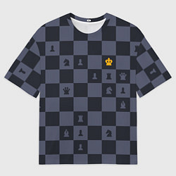 Мужская футболка оверсайз Синяя шахматная доска