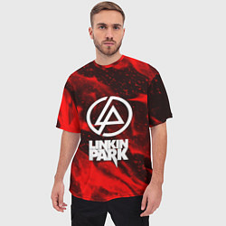 Футболка оверсайз мужская Linkin park красный огонь, цвет: 3D-принт — фото 2