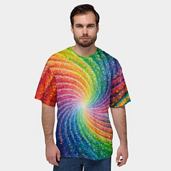 Футболка оверсайз мужская Радужные узоры яркие, цвет: 3D-принт — фото 2