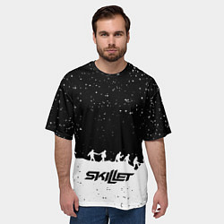 Футболка оверсайз мужская Skillet rock music band, цвет: 3D-принт — фото 2