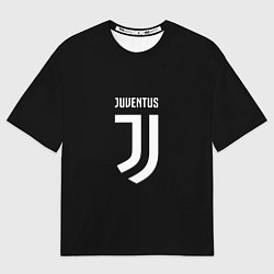 Футболка оверсайз мужская Juventus sport fc белое лого, цвет: 3D-принт