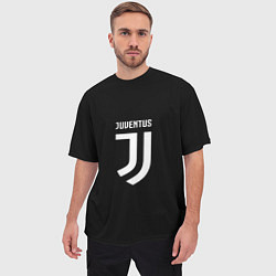 Футболка оверсайз мужская Juventus sport fc белое лого, цвет: 3D-принт — фото 2