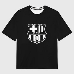 Мужская футболка оверсайз Barcelona fc club белое лого