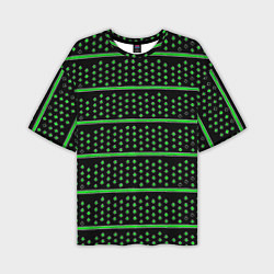 Футболка оверсайз мужская Зелёные круги и полосы, цвет: 3D-принт