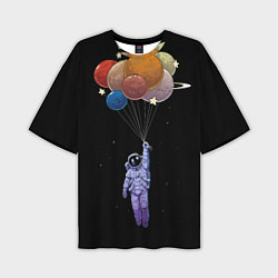 Футболка оверсайз мужская Космонавт с воздушными шарами, цвет: 3D-принт