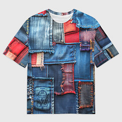 Мужская футболка оверсайз Джинсовая форма электрика