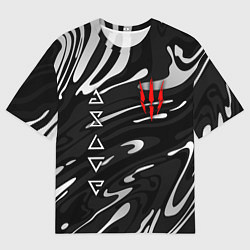 Футболка оверсайз мужская The witcher - белые разводы, цвет: 3D-принт