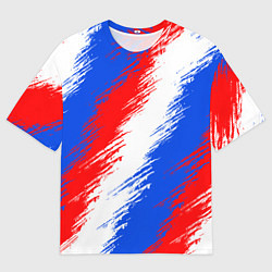 Мужская футболка оверсайз Триколор штрихи красок