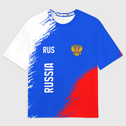 Мужская футболка оверсайз Триколор и герб России