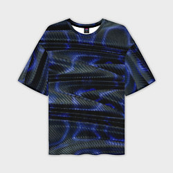 Мужская футболка оверсайз Темно синие карбоновые волны