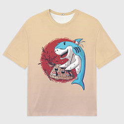 Футболка оверсайз мужская Sushi shark, цвет: 3D-принт