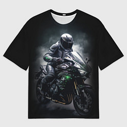 Футболка оверсайз мужская Мотоциклист и дым, цвет: 3D-принт