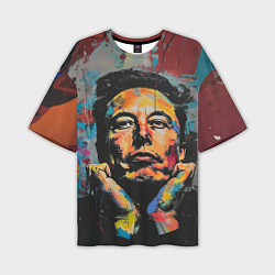Футболка оверсайз мужская Илон Маск граффити портрет, цвет: 3D-принт