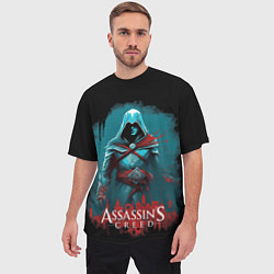 Футболка оверсайз мужская Assassins creed синий дым, цвет: 3D-принт — фото 2