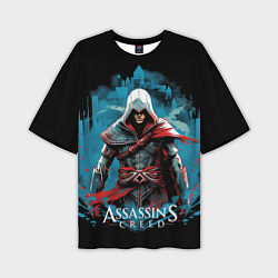 Футболка оверсайз мужская Assassins creed холодный фон, цвет: 3D-принт