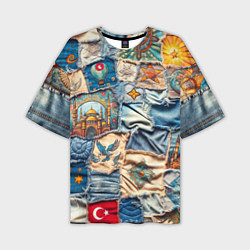 Мужская футболка оверсайз Джинсы в Турции - пэчворк
