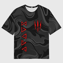 Мужская футболка оверсайз Ведьмак - Серые волны