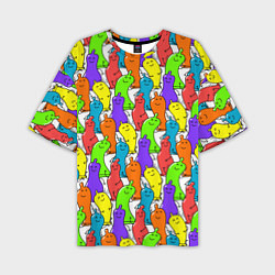 Мужская футболка оверсайз Весёлые цветные презервативы