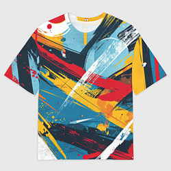 Футболка оверсайз мужская Цветные мазки красок, цвет: 3D-принт