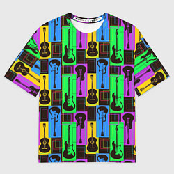 Мужская футболка оверсайз Красочные гитары