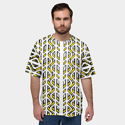 Футболка оверсайз мужская Жёлто-белый паттерн конструкция, цвет: 3D-принт — фото 2