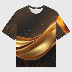 Футболка оверсайз мужская Золотая стильная абстракция на черном фоне, цвет: 3D-принт