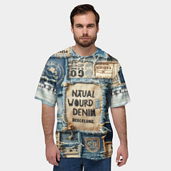 Футболка оверсайз мужская I love Barcelona - пэчворк, цвет: 3D-принт — фото 2
