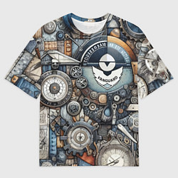 Мужская футболка оверсайз Механистический паттерн - авангард нейросеть