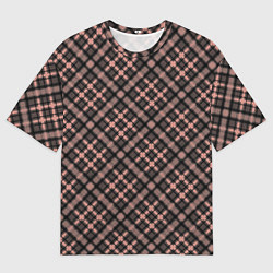 Футболка оверсайз мужская Крупная клетка тёмно-персиковый, цвет: 3D-принт