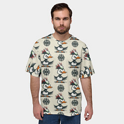 Футболка оверсайз мужская Гусь взъерошенный и знак, цвет: 3D-принт — фото 2