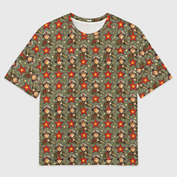 Футболка оверсайз мужская 9 мая солдаты паттерн, цвет: 3D-принт