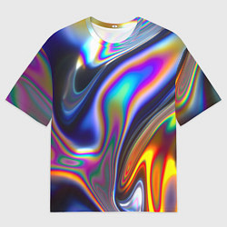 Футболка оверсайз мужская Абстрактный разноцветный жидкий металл, цвет: 3D-принт