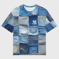 Футболка оверсайз мужская Patchwork - New York yankees baseball team, цвет: 3D-принт