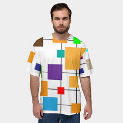 Футболка оверсайз мужская Разноцветные квадраты паттерны, цвет: 3D-принт — фото 2
