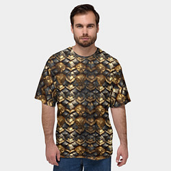 Футболка оверсайз мужская Золотистая текстурная броня, цвет: 3D-принт — фото 2