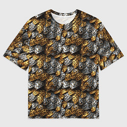 Футболка оверсайз мужская Золото и серебро броня, цвет: 3D-принт