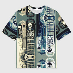 Мужская футболка оверсайз Психоделика с черепами