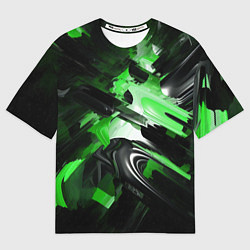 Футболка оверсайз мужская Green dark abstract geometry style, цвет: 3D-принт